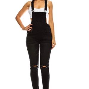 Black distressed OVERALLS